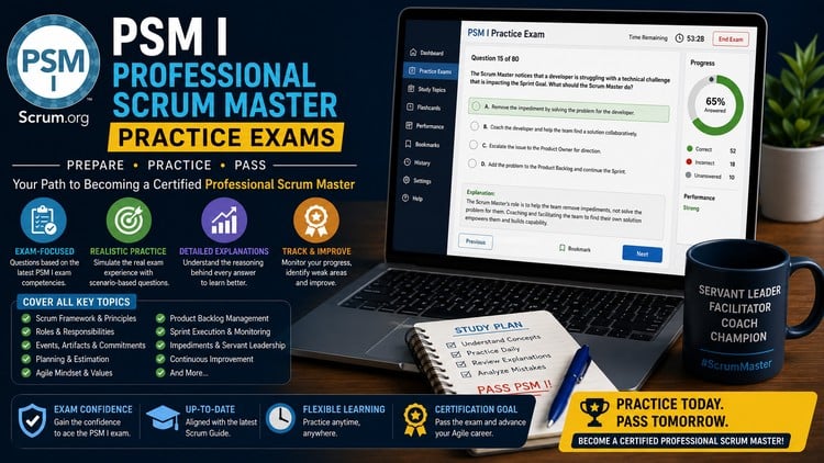 PSM I Professional Scrum Master: Practice Exams
